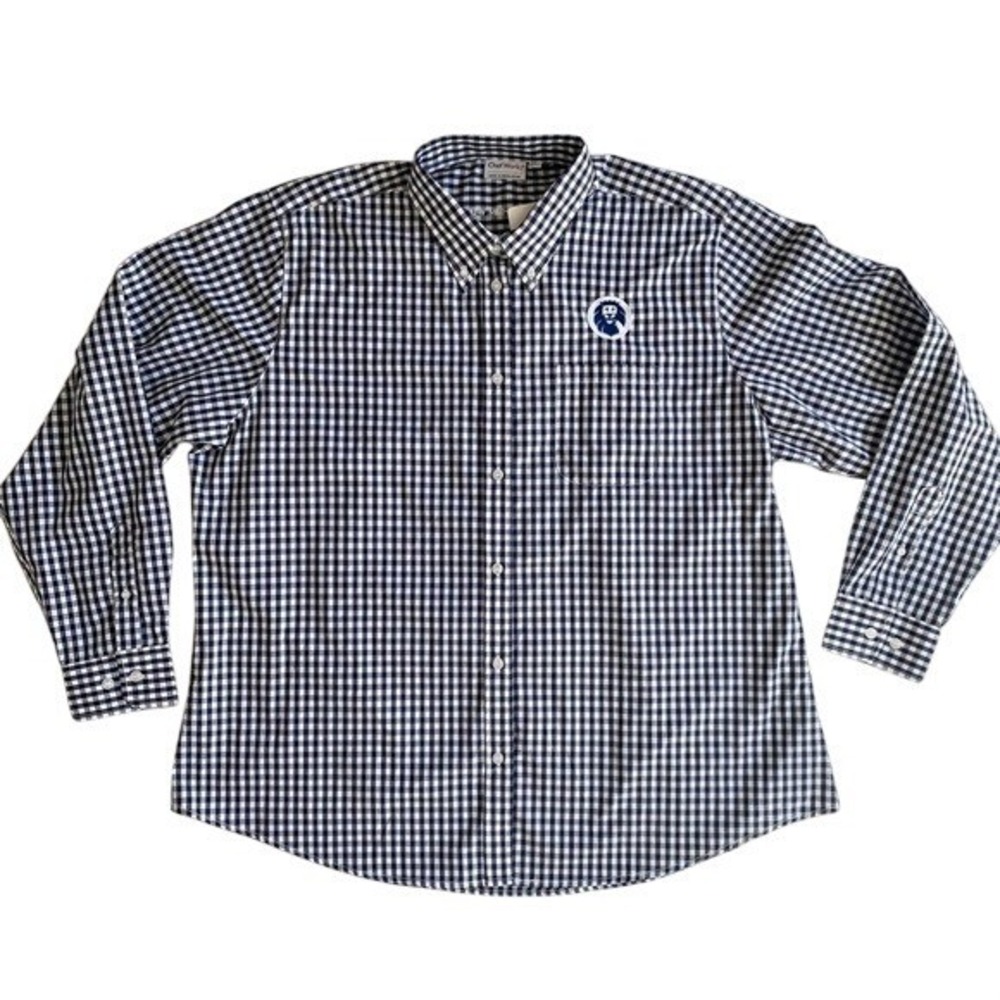 Chef Works Gingham Long Sleeve Button Down Shirt Mens 2XL Navy White W500-BWK